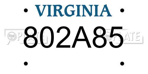 802A85 Virginia License Plate