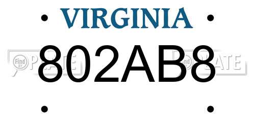 802AB8 Virginia License Plate