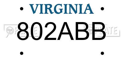 802ABB Virginia License Plate