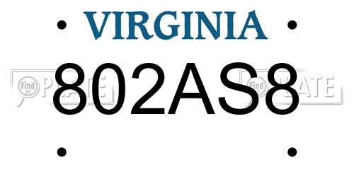 802AS8 Virginia License Plate