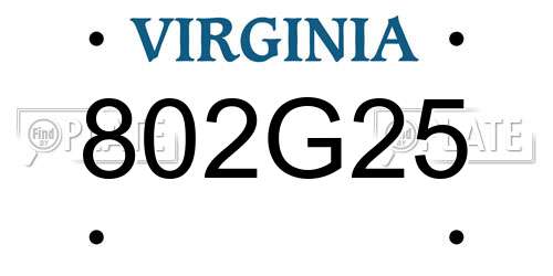 802G25 Virginia License Plate