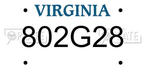 802G28 Virginia License Plate
