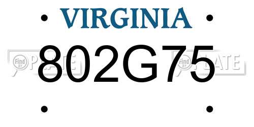 802G75 Virginia License Plate