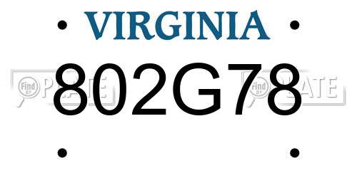 802G78 Virginia License Plate