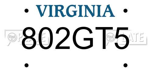 802GT5 Virginia License Plate