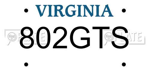 802GTS Virginia License Plate