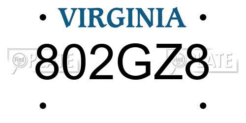 802GZ8 Virginia License Plate