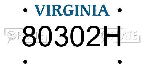 80302H Virginia License Plate
