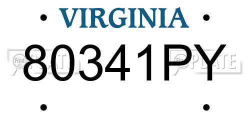 80341PY Virginia License Plate