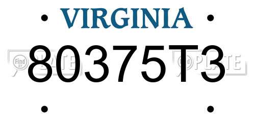 80375T3 Virginia License Plate