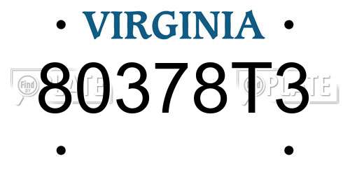 80378T3 Virginia License Plate