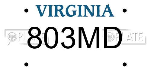 803MD Virginia License Plate