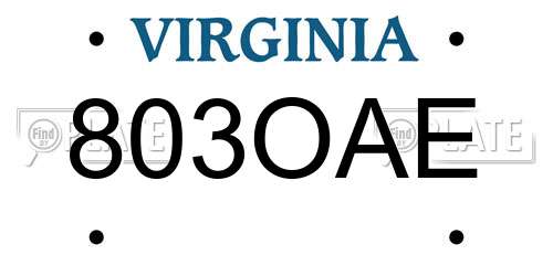 803OAE Virginia License Plate