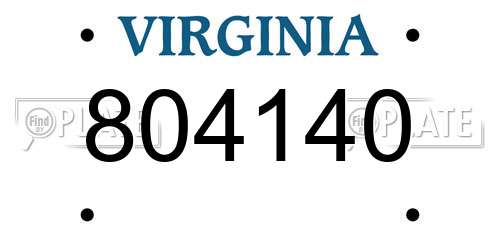 804140 Virginia License Plate