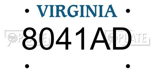 8041AD Virginia License Plate