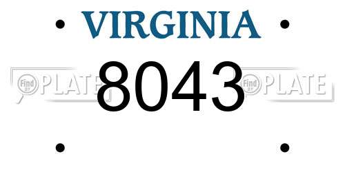 8043 Virginia License Plate