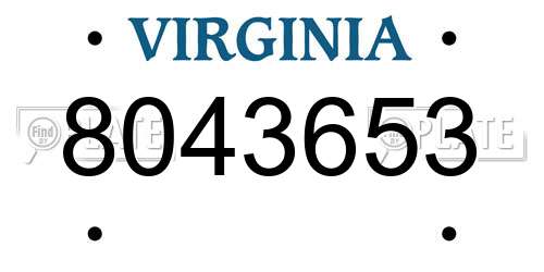 8043653 Virginia License Plate