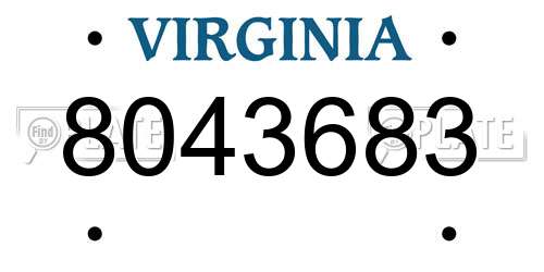 8043683 Virginia License Plate