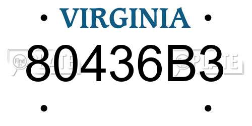 80436B3 Virginia License Plate