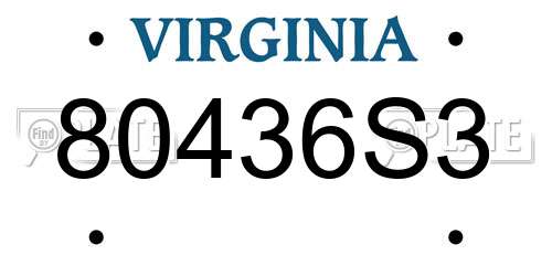 80436S3 Virginia License Plate