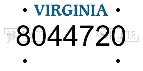 8044720 Virginia License Plate
