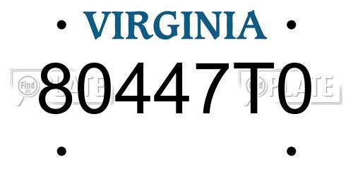80447T0 Virginia License Plate