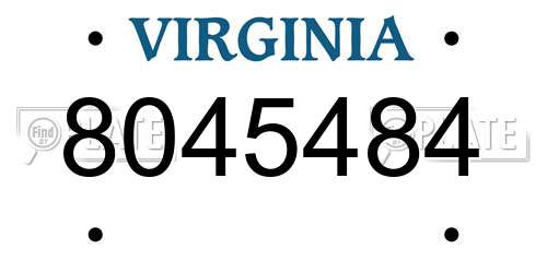 8045484 Virginia License Plate