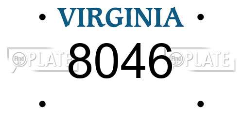 8046 Virginia License Plate