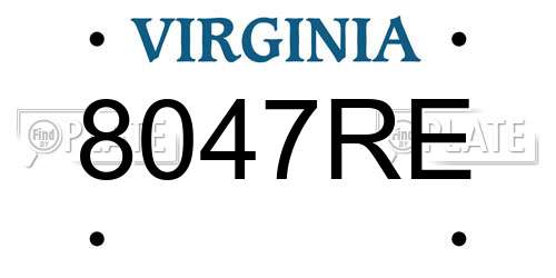 8047RE Virginia License Plate