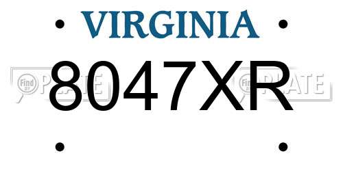 8047XR Virginia License Plate