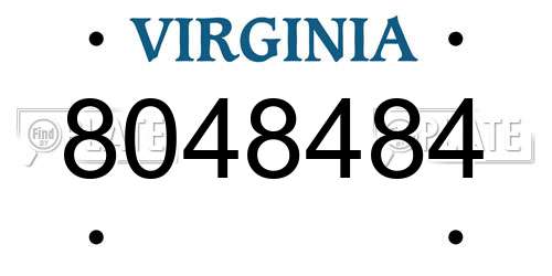 8048484 Virginia License Plate