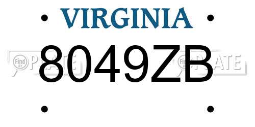 8049ZB Virginia License Plate