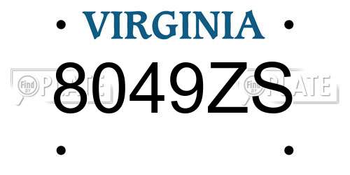 8049ZS Virginia License Plate