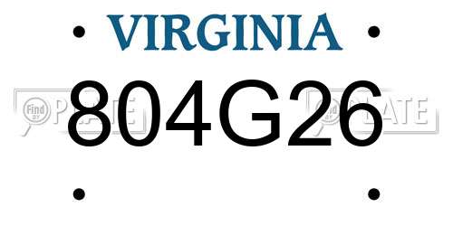 804G26 Virginia License Plate