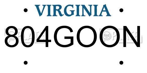 804GOON Virginia License Plate