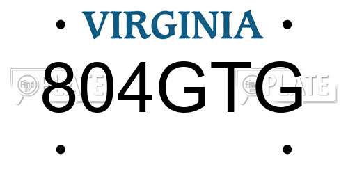 804GTG Virginia License Plate