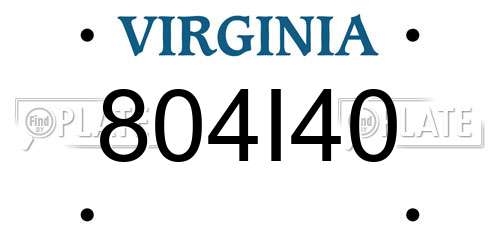 804I40 Virginia License Plate