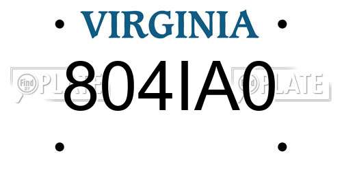 804IA0 Virginia License Plate