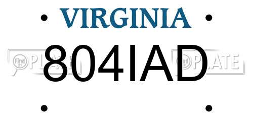 804IAD Virginia License Plate