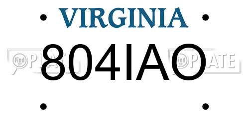 804IAO Virginia License Plate