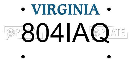 804IAQ Virginia License Plate