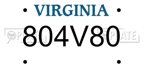 804V80 Virginia License Plate