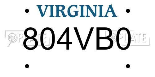 804VB0 Virginia License Plate
