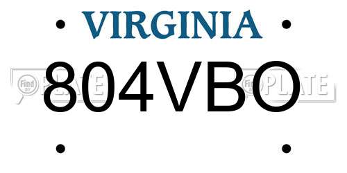 804VBO Virginia License Plate