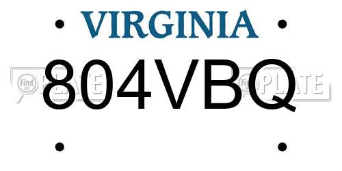 804VBQ Virginia License Plate