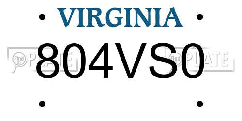 804VS0 Virginia License Plate