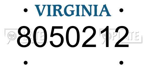 8050212 Virginia License Plate