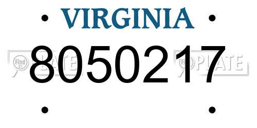 8050217 Virginia License Plate