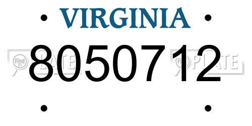 8050712 Virginia License Plate