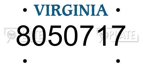 8050717 Virginia License Plate